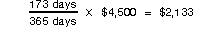 173 ÷ 365 × $4,500 = $2,133