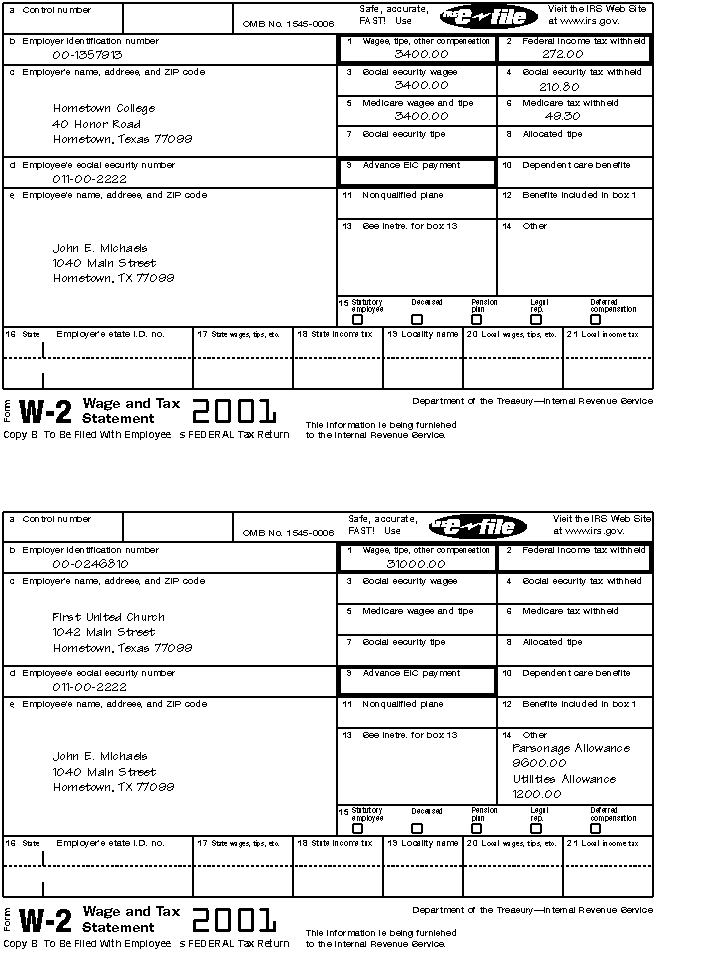w 2 form example. Forms W-2, (2) for John E.