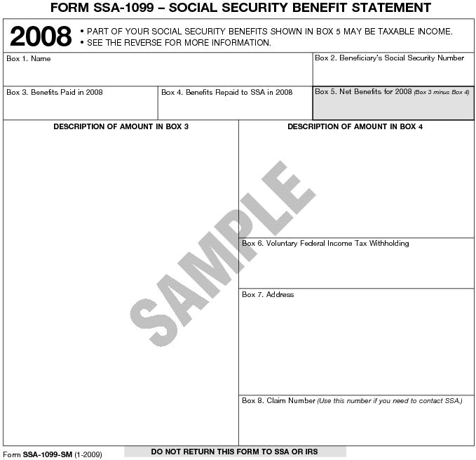 Form SSA-1099--Social Security Benefit Statement 2008