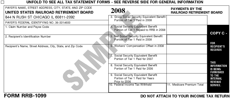 Form RRB-1099 Payments by the Railroad Retirement Board 2008