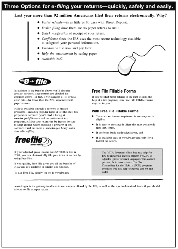 e-file! A fast alternative to filing paper returns.