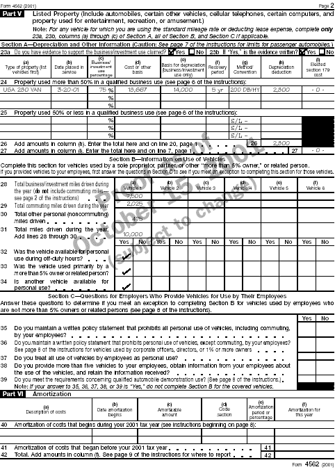 Page 2 of Form 4562 for Susan J. Brown