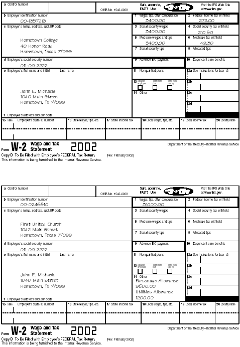 Forms W-2, (2) for John E. Michaels 