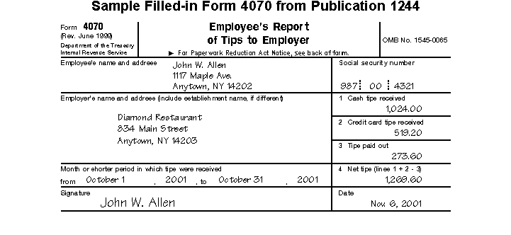 Filled-in Form 4070