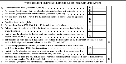 Worksheet for Figuring Net Earnings