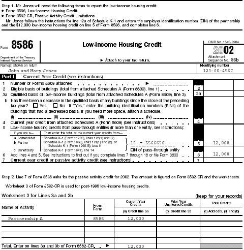 Jones example Form 8586