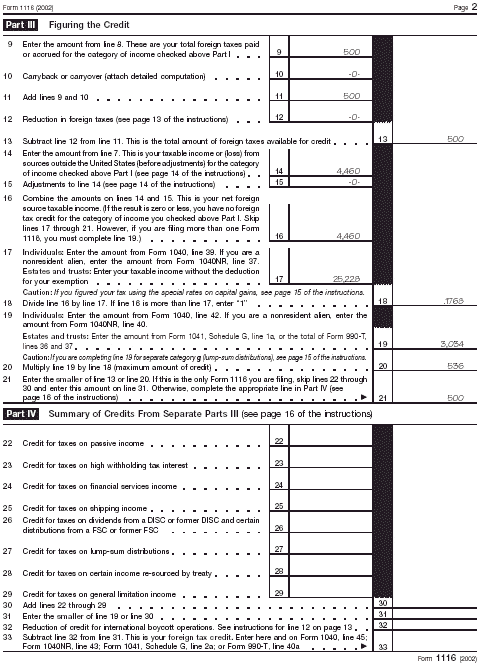 Form 1116, page 2 for Robert Smith 