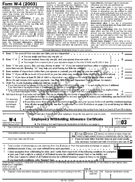 Blank Form W–4 page 1Form:Form: W–4