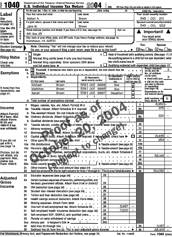 Form 1040 - page 1