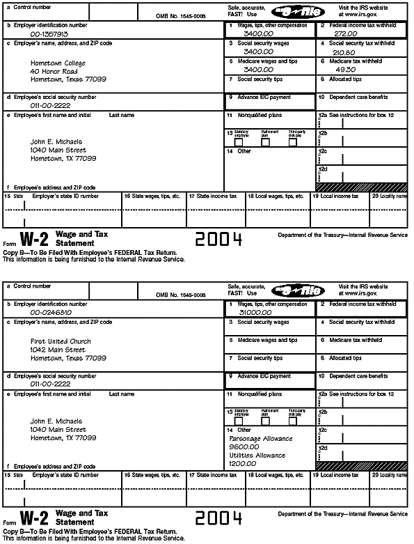 Forms W–2, (2) for John E. Michaels 