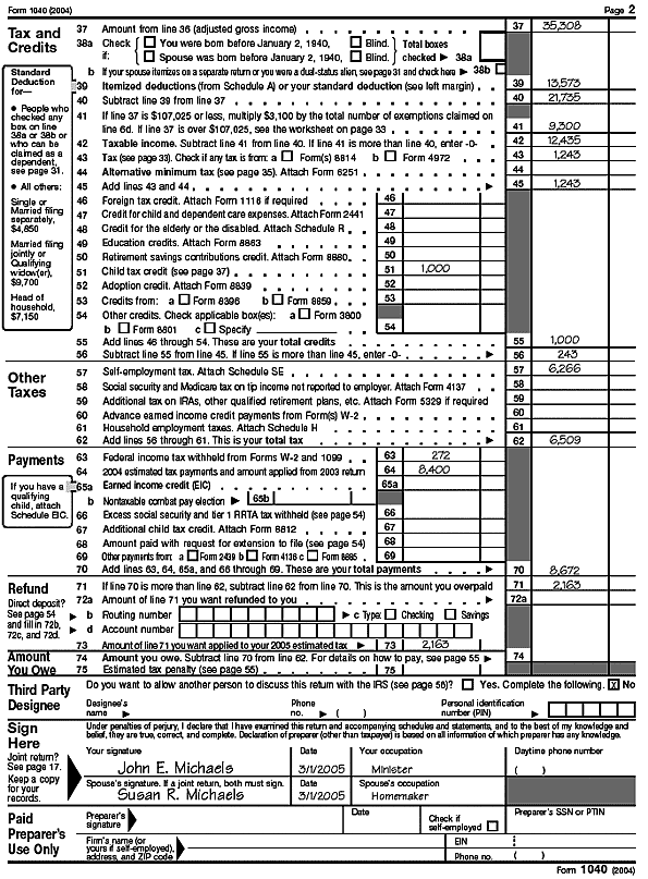 Form 1040, page 2 