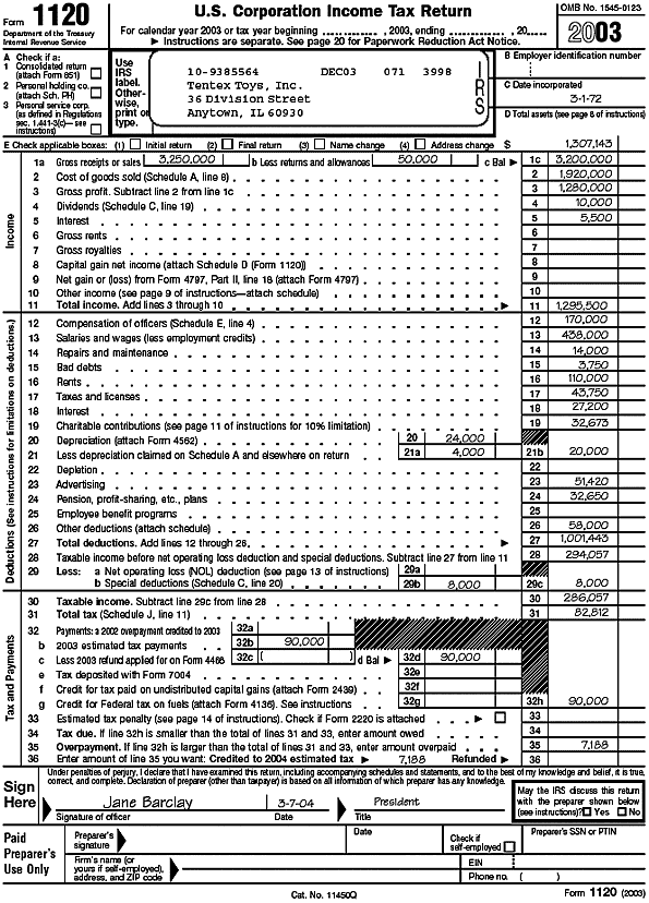 Form 1120, page 1