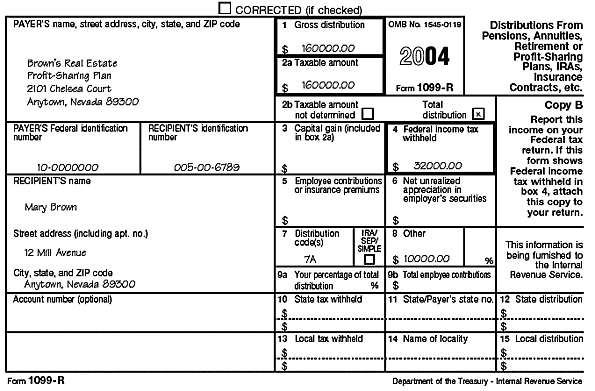 Illustrated Form 1099-R for Mary Brown
