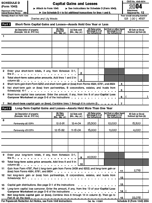 Schedule D (Form 1040), page 1 
