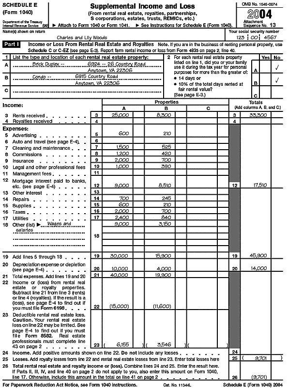 Schedule E (Form 1040), page 1 