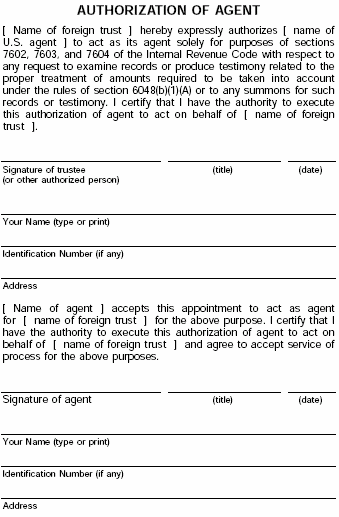 Authorization of Agent