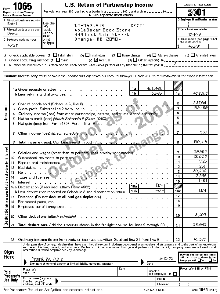 sample 1065 tax return