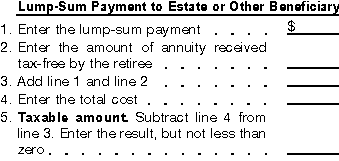 Blank lump-sum payment to the estate or other beneficiary