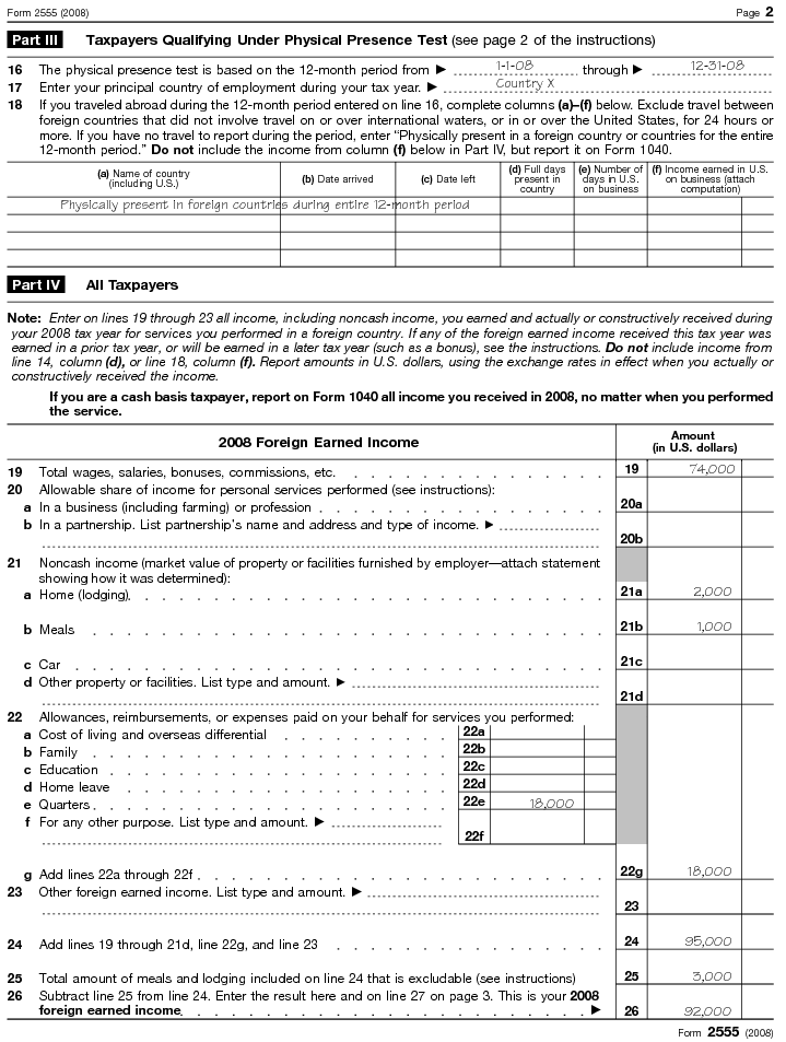 Form 2555 (2008), Page 2