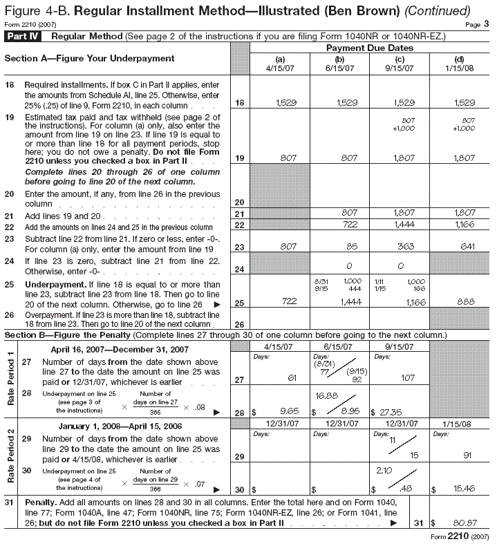 Figure 4-B. Regular Installment Method--Illustrated (Ben Brown) (Continued).  Filled-in examples for Ben Brown