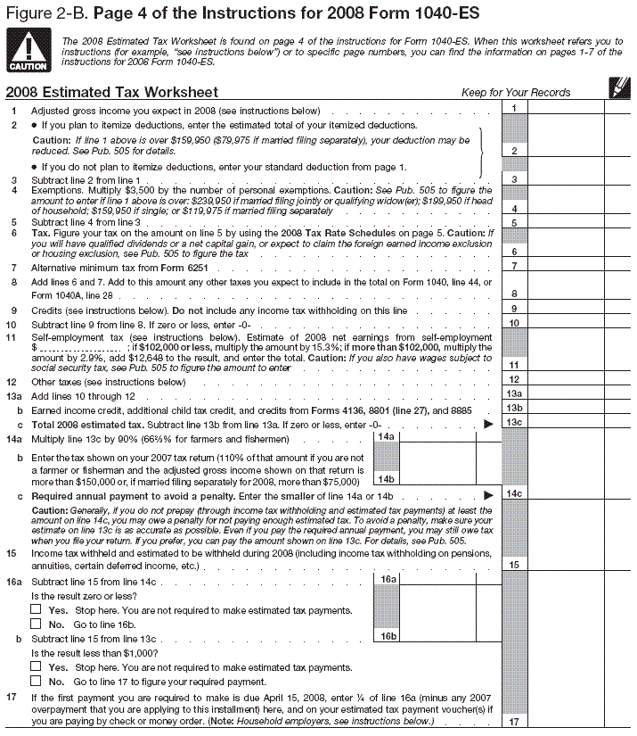 Fig. 2-B. 2008 Estimated Tax Worksheet