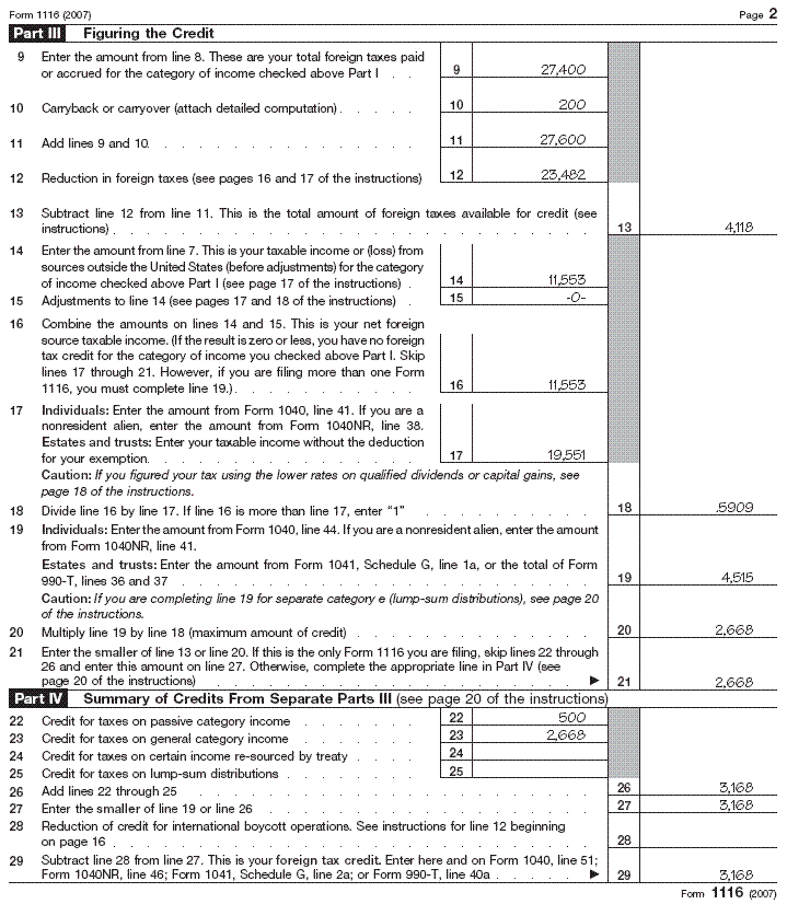 Form 1116, page 2 for Robert Smith 