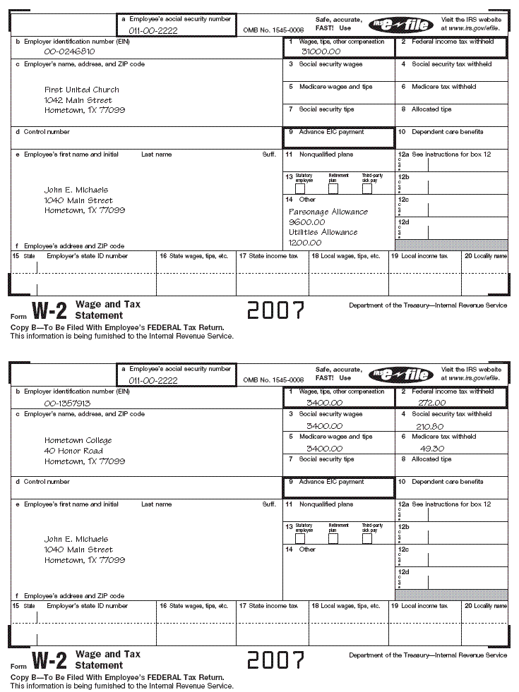 Forms W-2, (2) for John E. Michaels 