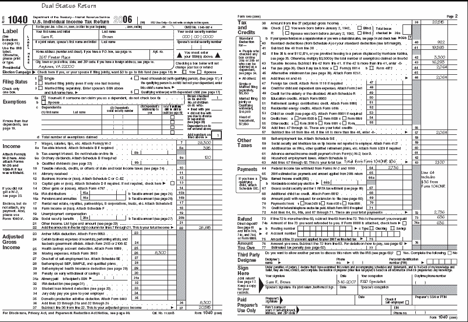 Form 1040 pg 1&2