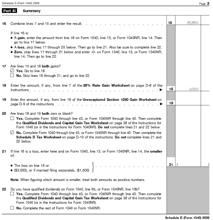 Schedule D (Form 1040) 2008 Page 2
