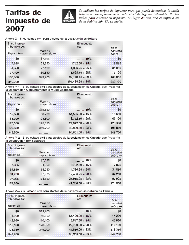 Tarifas de Impuesto de 2007
