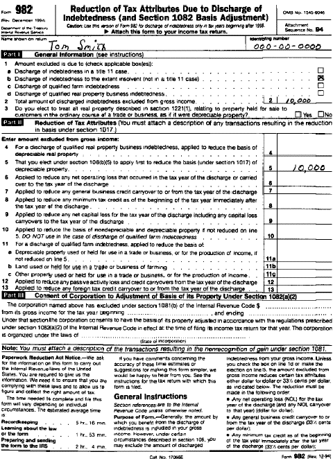 Sample Form 982 - page 2