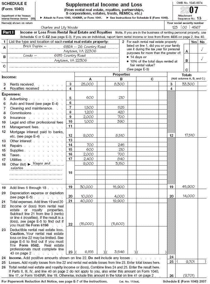 Schedule E (Form 1040), page 1 