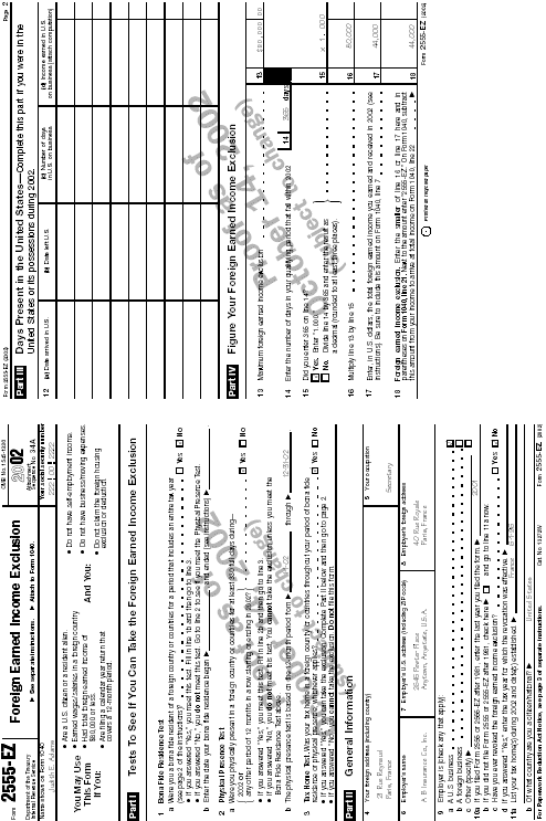 Form 2555-EZ, Adams