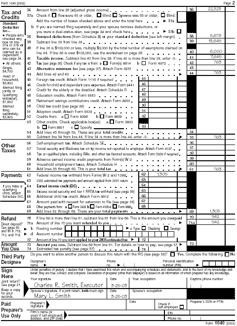 Page 2 of Form 1040 for John R. Smith