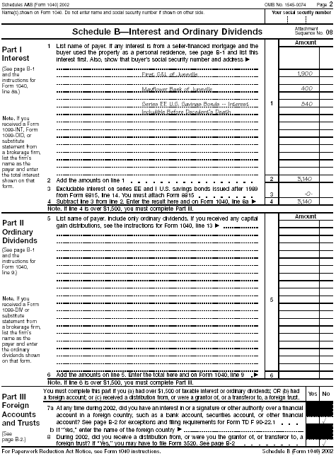 Schedule B (Form 1040) for John R. Smith