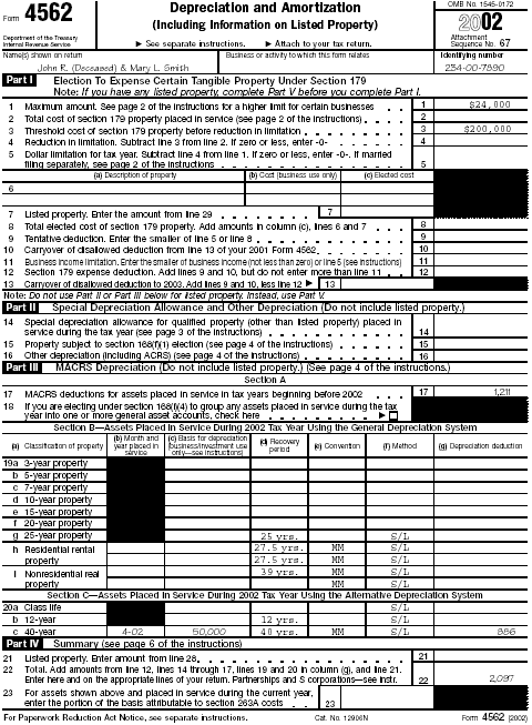 Form 4562 for John R. Smith