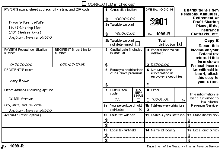 Illustrated Form 1099-R for Mary Brown