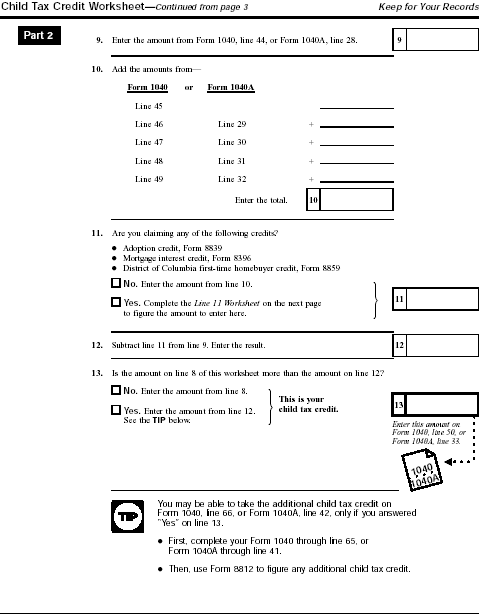 Child Tax Credit Worksheet. page 2