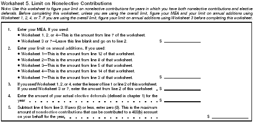 Worksheet 5 - Nonelective Contributions 