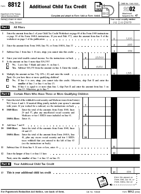 Filled-in Form 8812