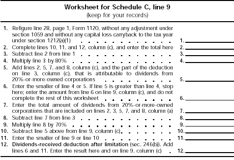 Worksheet for Schedule C, line 9