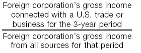 Foreign corporation's gross income connected with a U.S. trade or business for the 3 year period divided by Foreign corporation's gross income from all sources for that period 