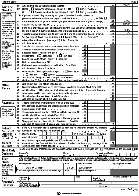 Form 1040, page 2