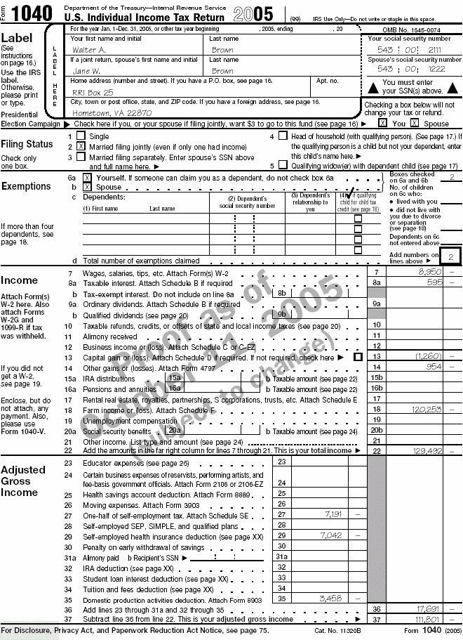 Form 1040 U.S. Individual Income Tax Form
