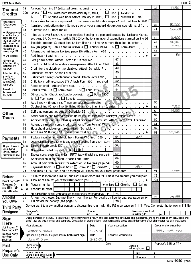 Form 1040 - page 2