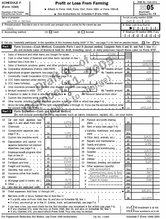 Schedule F (Form 1040) - page 1