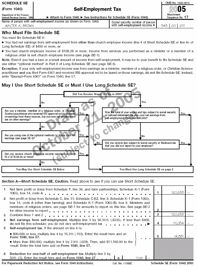 Schedule SE (Form 1040) - page 1