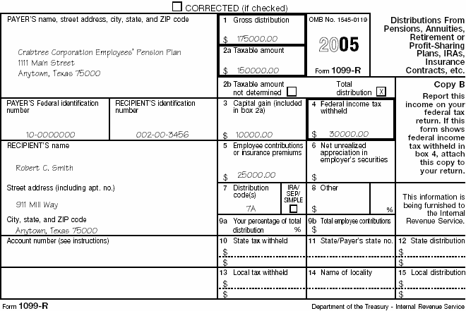 Illustrated Form 1099-R for Robert Smith