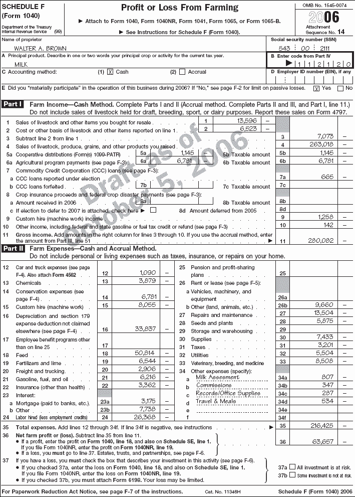 Schedule F (Form 1040) - page 1