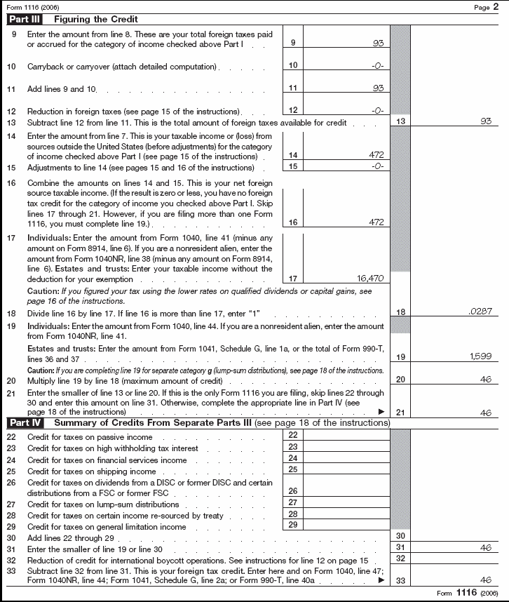 Form 1116, page 2 for Betsy Wilson 